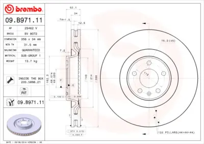 Venta Final Disco de freno COATED DISC LINE 09.B971.11 BREMBO 09.B971.11